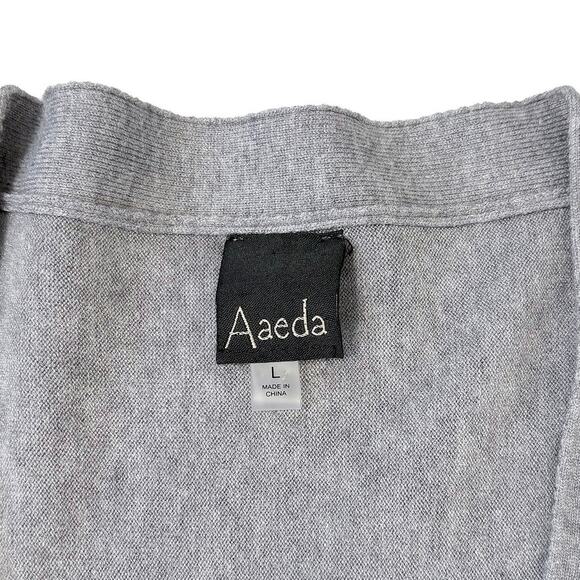 Aaeda Open Front Heart Cardigan | Soft Girl Coquette | Gray Red Pink Hearts | L - Picture 3 of 6